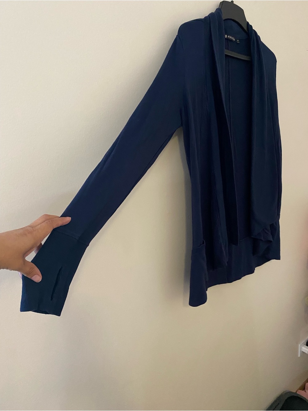 Athleta Navy Open Drape Front Cardigan with pockets oversized - Picture 2 of 9